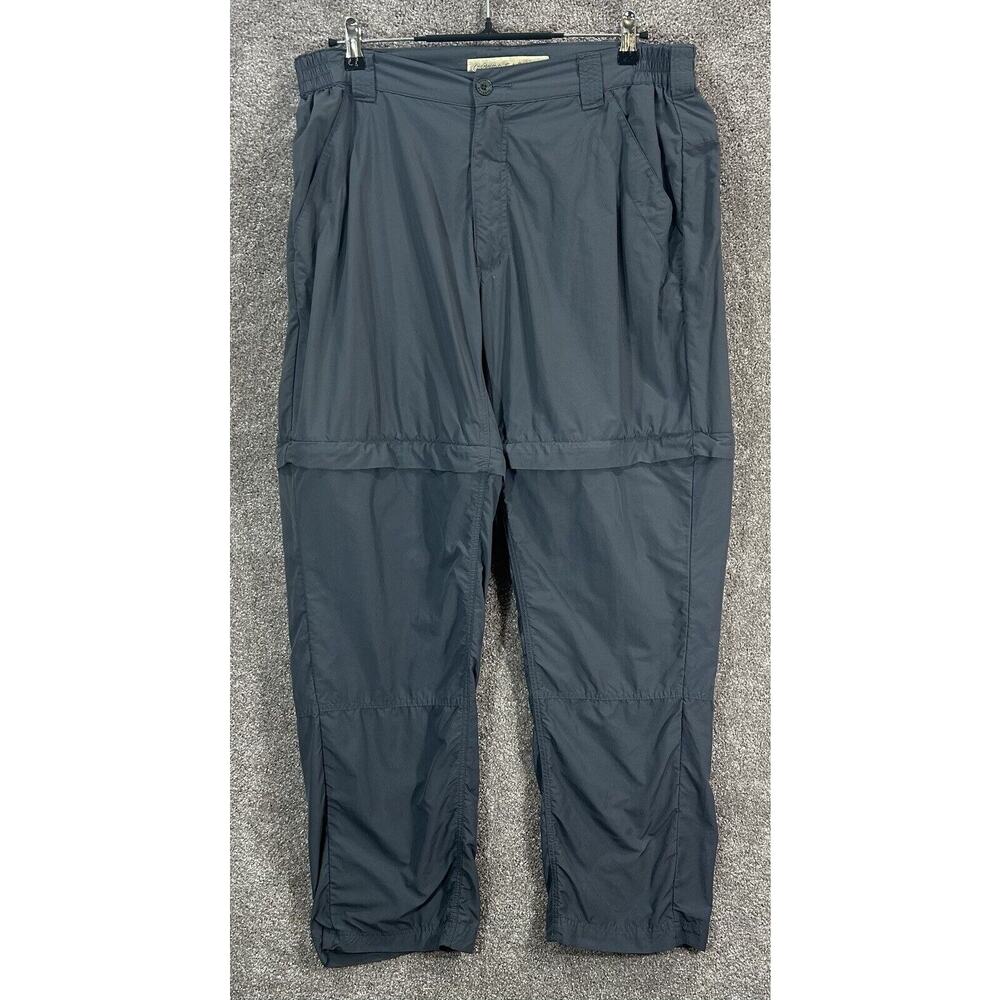 Cabelas Pants‎ Womens 16 Gray Convertible Measures 34X30 UPF 50 Nylon Hiking